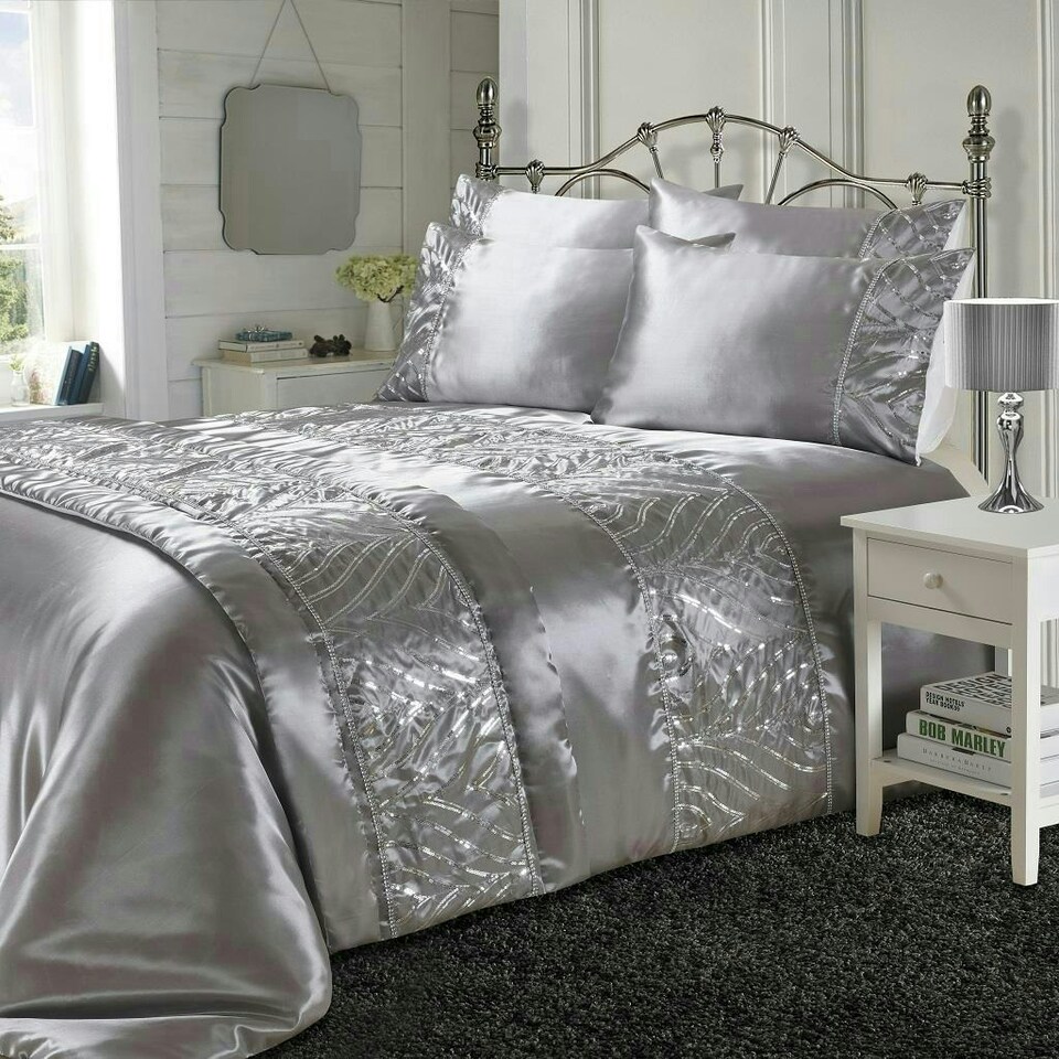 Shimmer Duvet Cover Set - Double - Grey