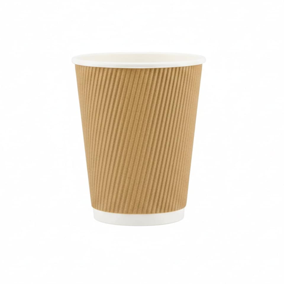 image 1 of Ripple Walled Kraft Paper Hot Drinks Cups 340ml - Pack of 25
