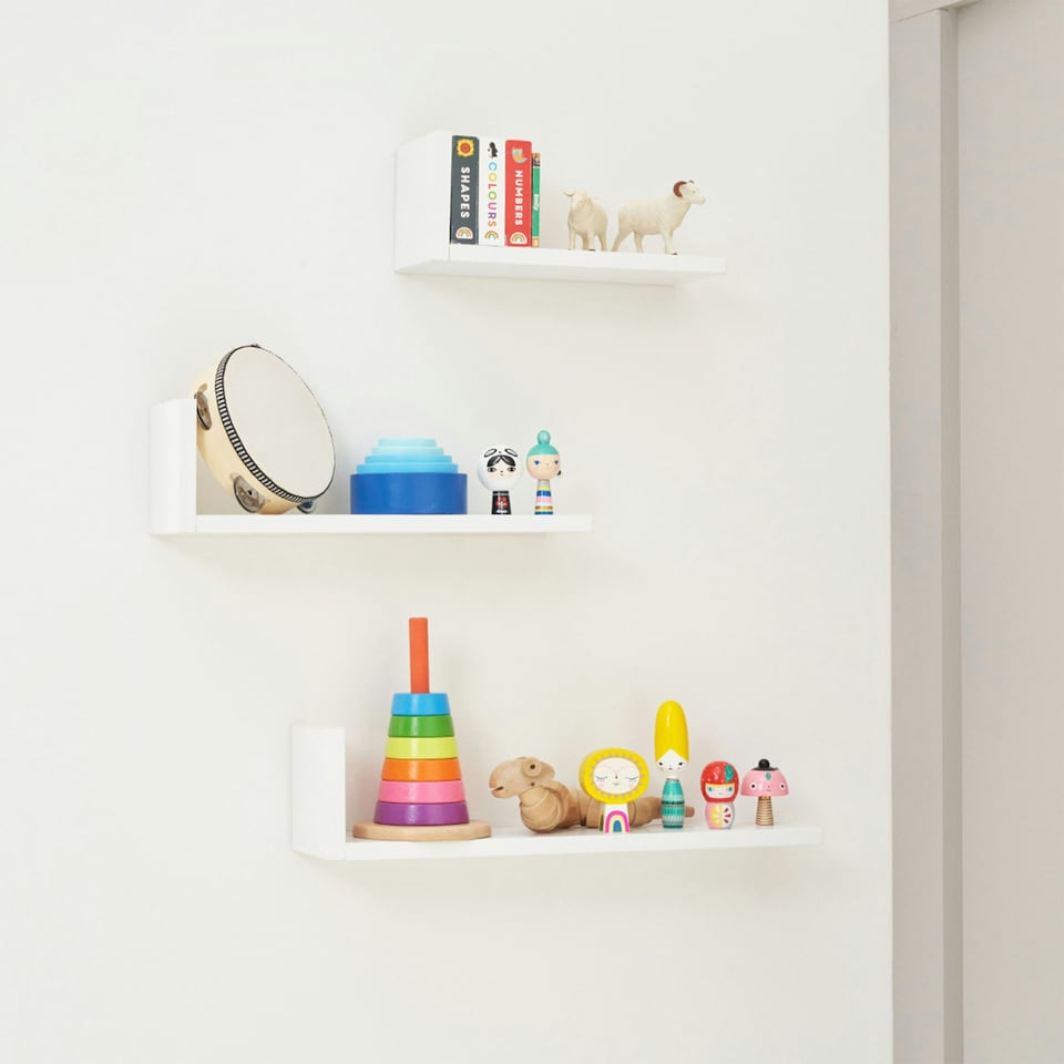 image 1 of Tutti Bambini Set of Three L-Shaped Wall Shelves - White