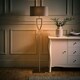 image 1 of ValueLights Katniss Large Silver Chrome Metal Floor Lamp with a Grey Fabric Oval Lampshade - Bulb Included