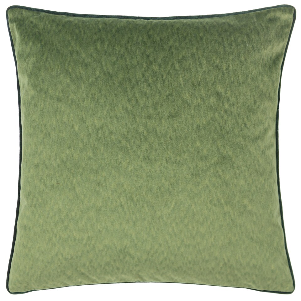image 1 of Paoletti Torto Velvet Piped Cushion, Moss/Emerald, 50 x 50cm