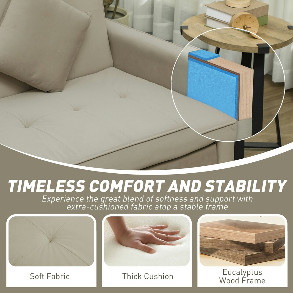image 1 of HOMCOM Reversible L-Shaped Sectional Sofa Bed with Cushions, Beige