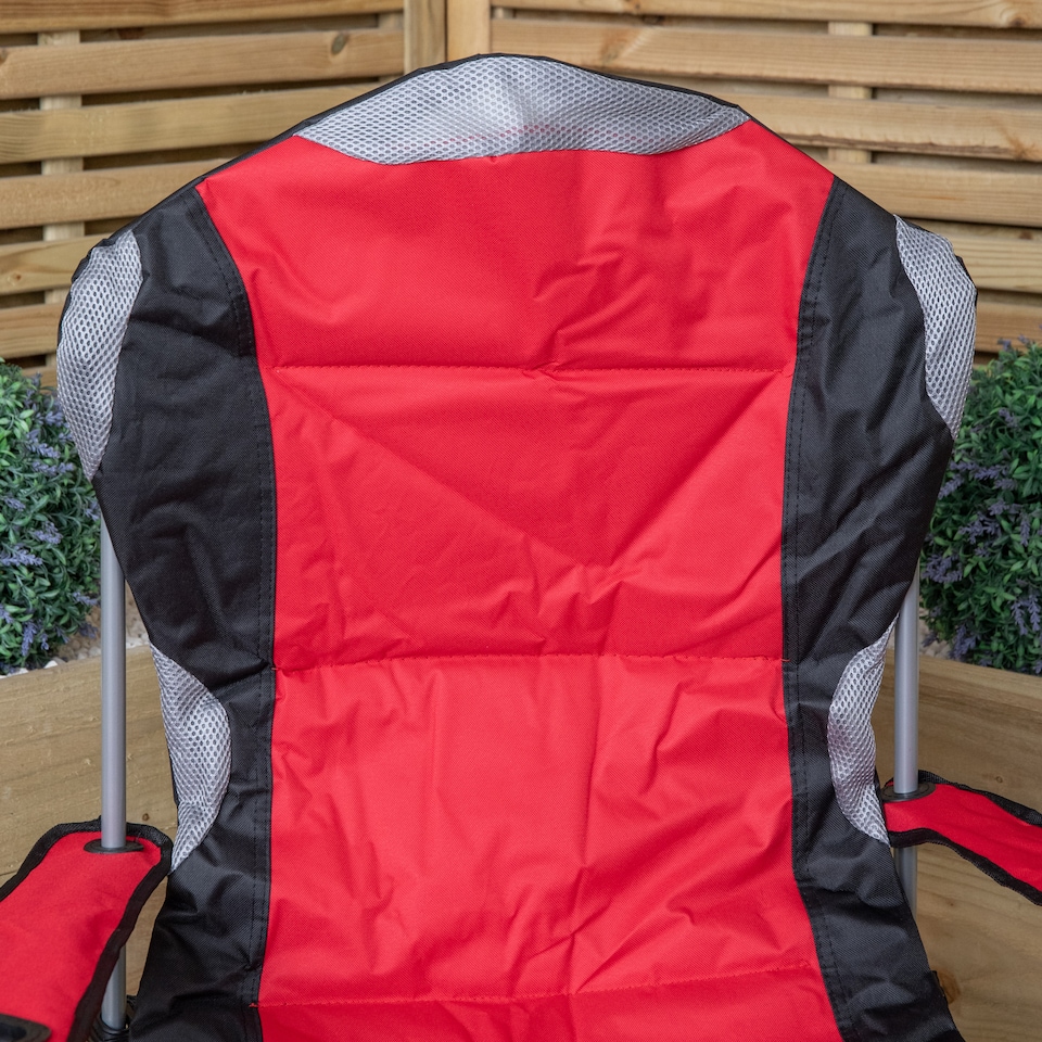 image 1 of Luxury Padded High Back Folding Outdoor, Camping, Fishing Chair in Red