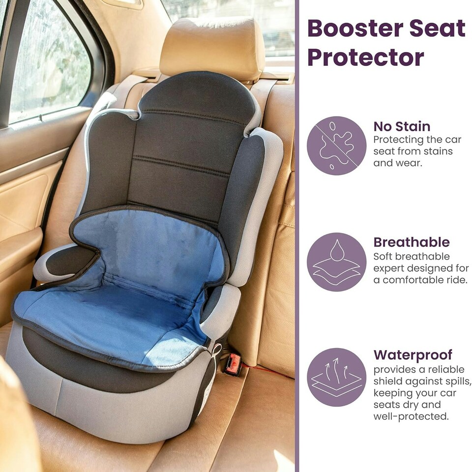 image 1 of Potty Training Car Seat Protector Cover for Spills, Nappy Leaks, and Accidents - No Bucklehole Blue