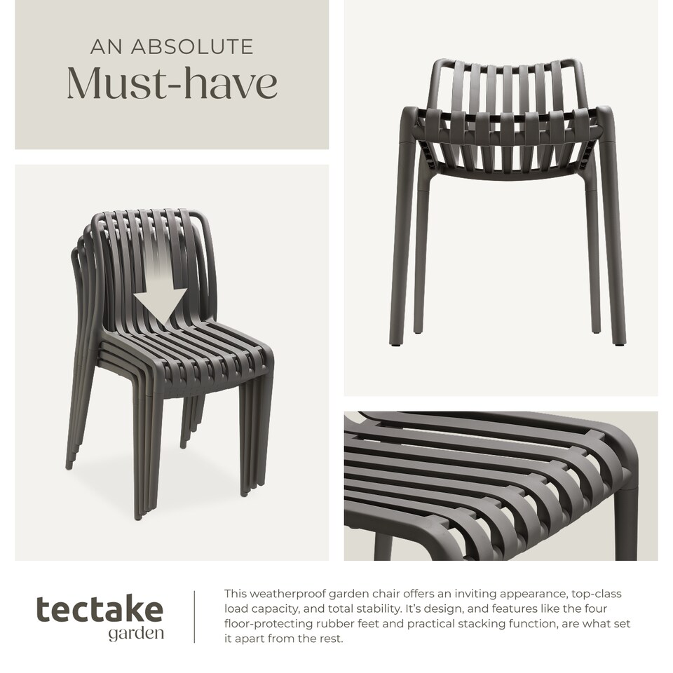 image 1 of Garden chairs Alcudia - durable, stackable and weather-resistant | Grey | anthracite | One Size | 2