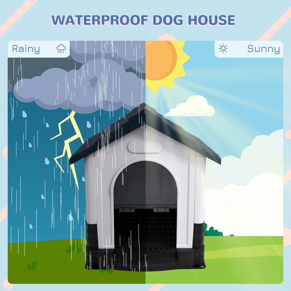 image 1 of PawHut Dog Kennel for Outside, for M and L Dogs, 101 x 88 x 99cm, Grey
