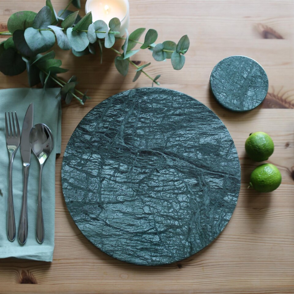 image 1 of Argon Tableware Round Marble Chopping Board - 30cm - Green | Green | Green