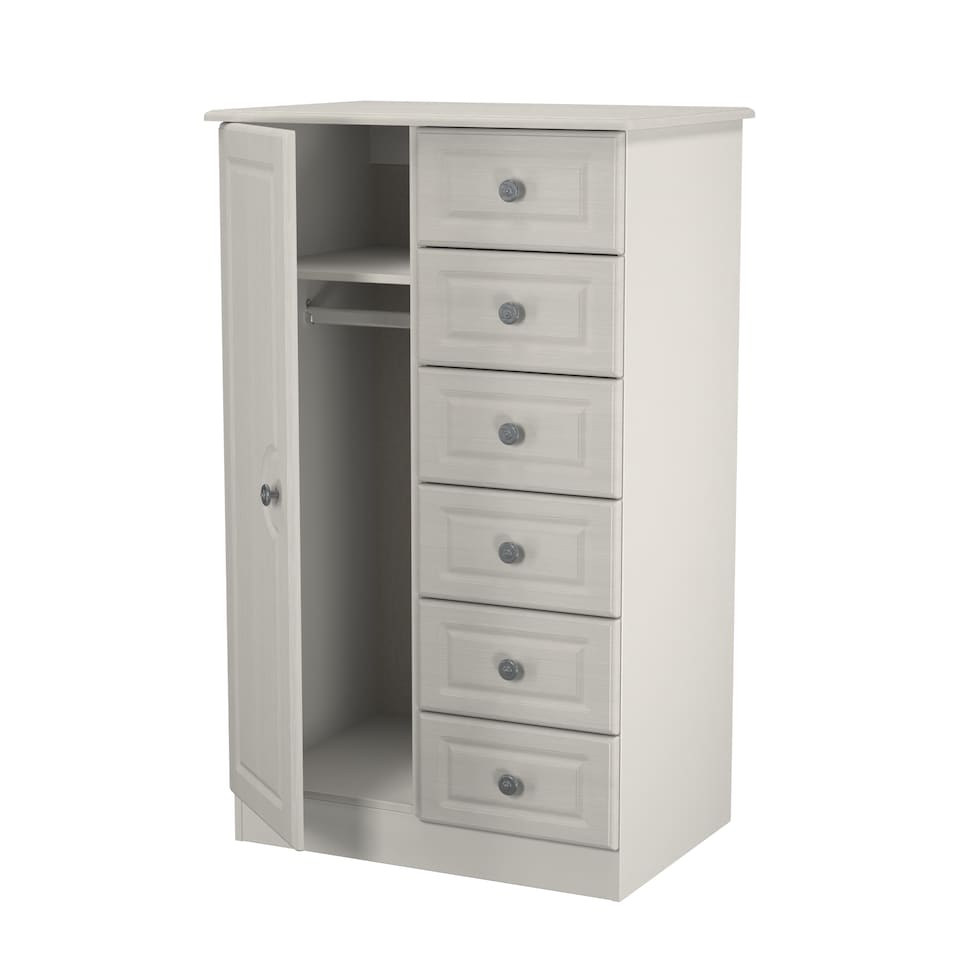 image 1 of Stirling 5 Drawer 1 Door Childrens Wardrobe in Grey Ash (Ready Assembled) | Grey | Grey Ash