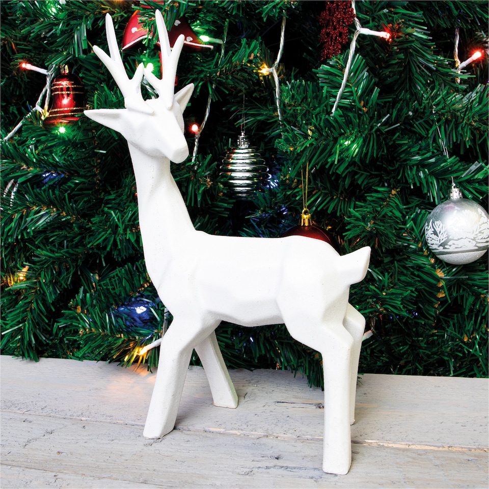 image 1 of St Helens Polyresin White Glitter Dear
