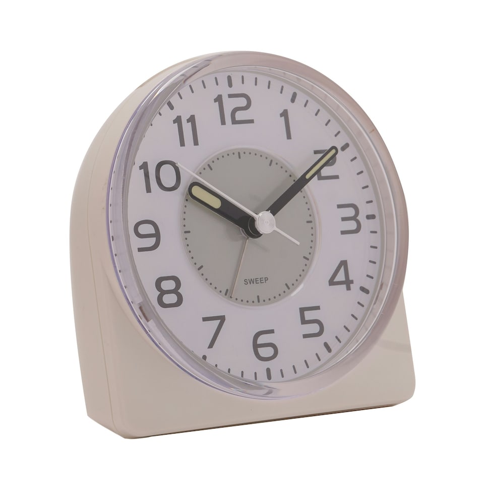 image 1 of Hometime Silent Sweep Round Face Blinking Light Alarm Clock  - White White