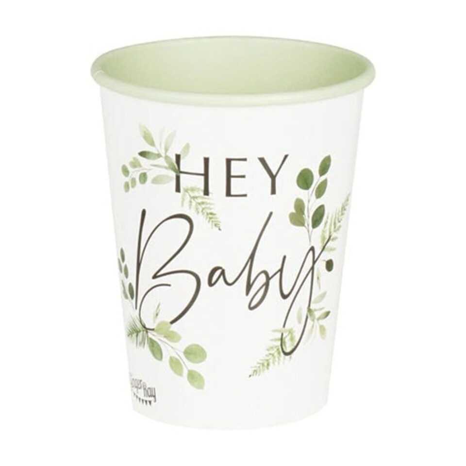 Botanical Hey Baby Paper Cups 270ml - Pack of 8
