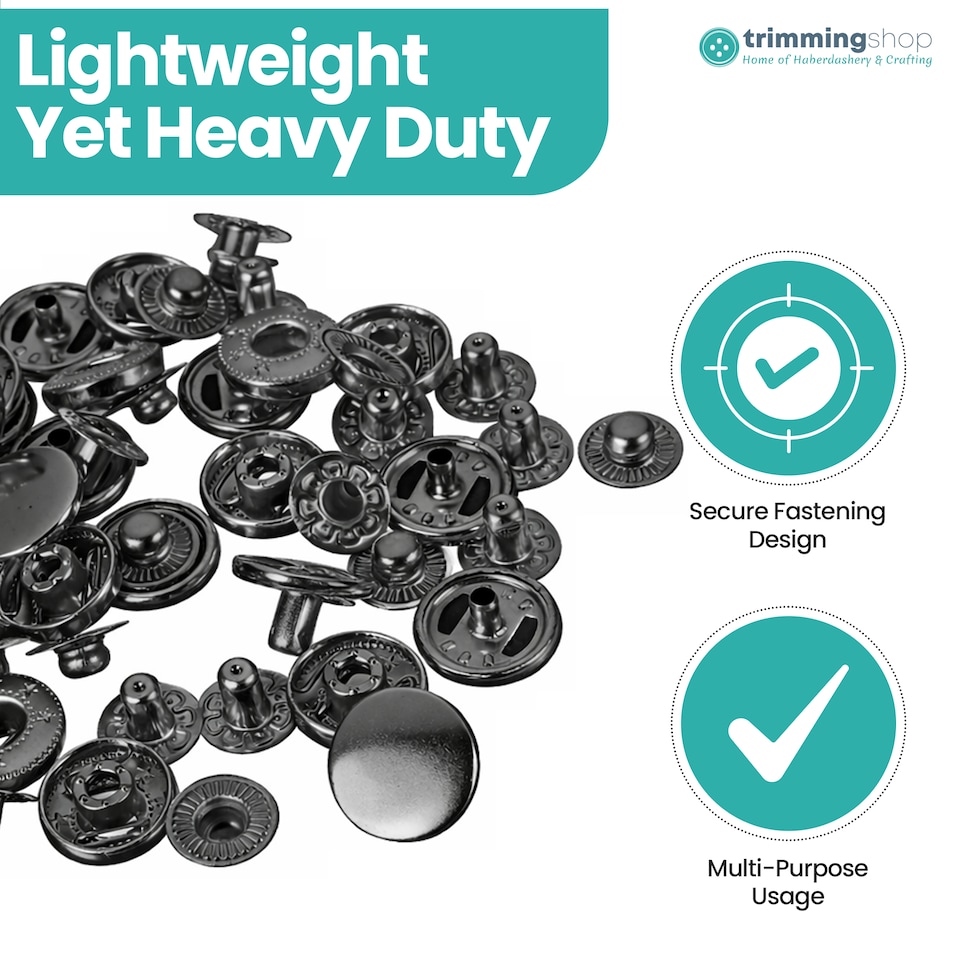 image 1 of 17mm S Spring Press Studs 4-Part, Durable & Lightweight - 10pcs