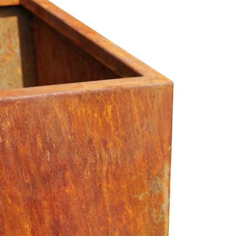 image 1 of Primrose Garden Outdoor Corten Steel Rust Cube Planter Plant Pot 60cm