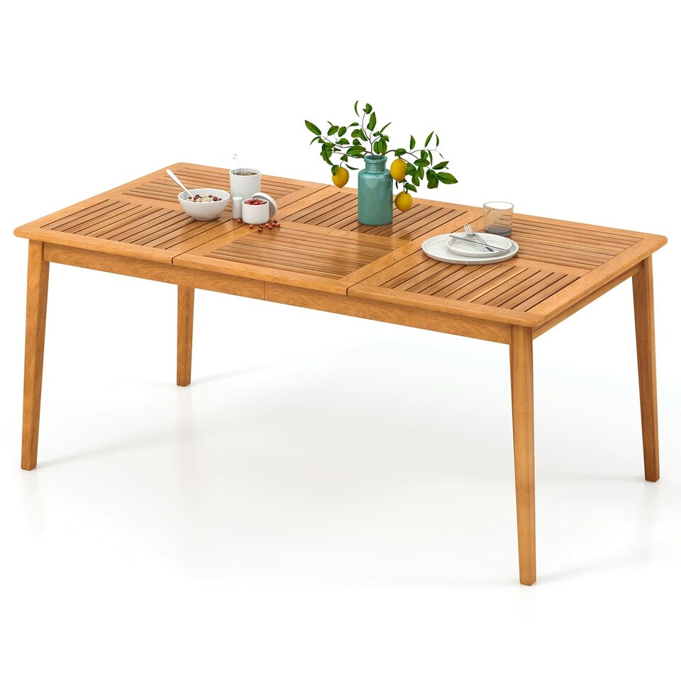 image 1 of COSTWAY Patio Table Outdoor Dining Table for 6 People Brown