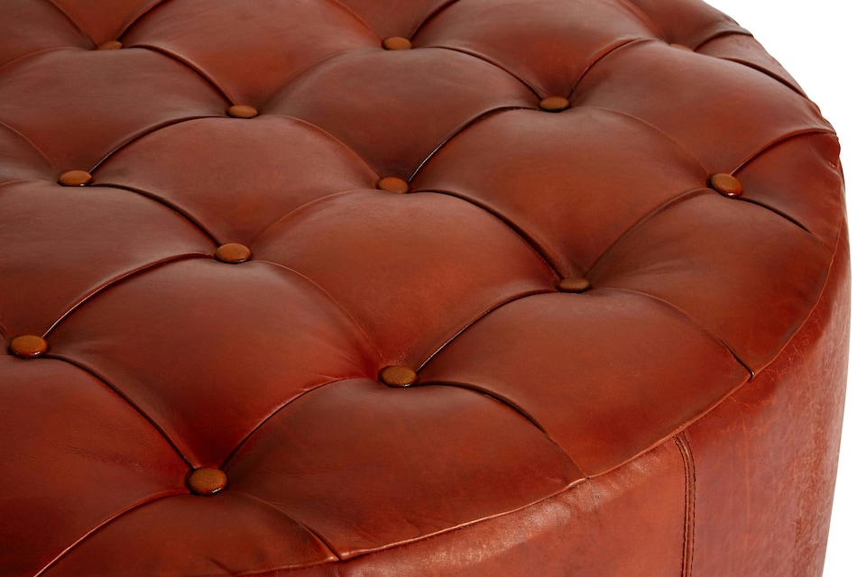 image 1 of Elegant Design Round Buttoned Stool, Leather Upholstered Modern Bar Stool, Button Tufted Luxury Bar Stool | Red
