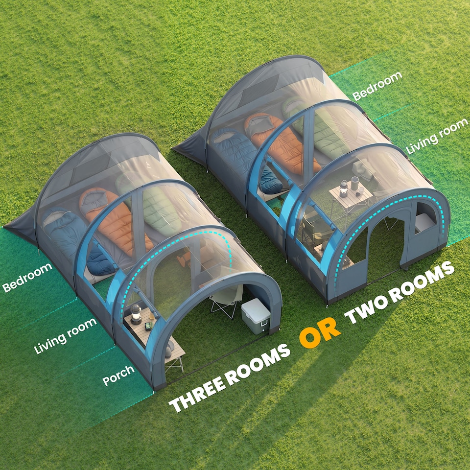 image 1 of Outsunny Camping Tent, 3000mm Waterproof Family Tent for 3 Man, Blue