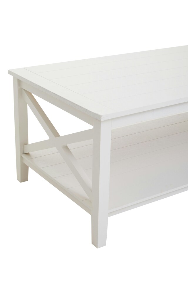 image 1 of Interiors by Premier Ivory Coffee Table, Wood Table for Coffee and Outdoor with Bottom Shelf, Pine Wood & MDF Tea Table | White