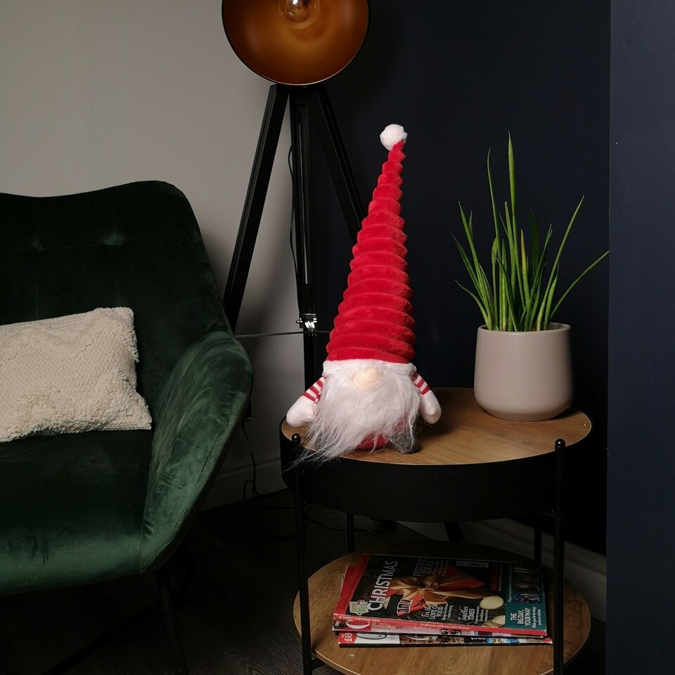 image 1 of 40cm Sitting Plush Christmas Gonk with Grooved Hat in Red