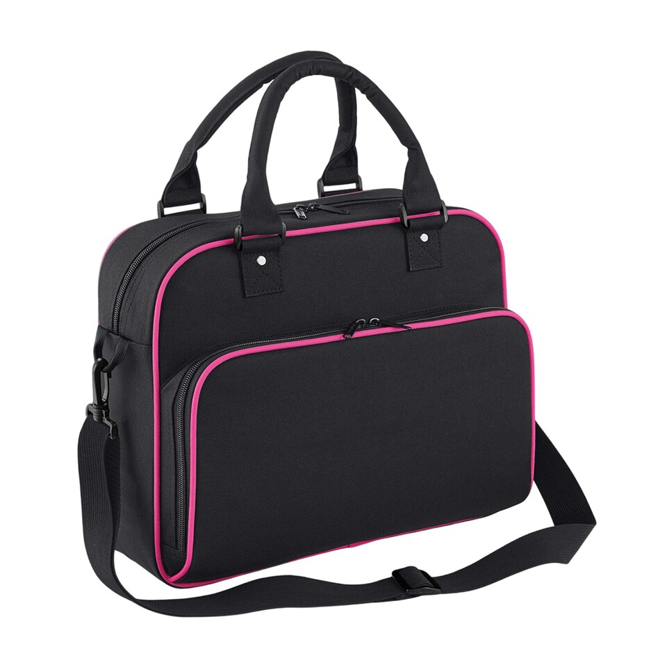 Bagbase Childrens/Kids Dance Contrast Piping Carry Bag | Black | Black/Fuchsia | One Size | 1