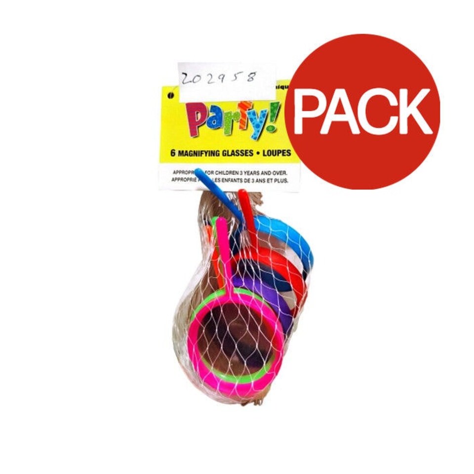 Unique Party Contrast Magnifying Glass (Pack of 6) - Multicoloured - One Size