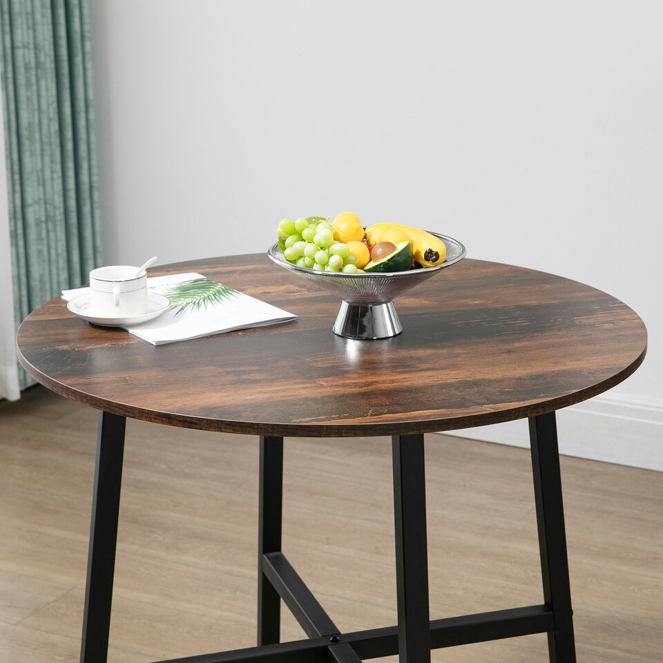 image 1 of HOMCOM 80cm Round Kitchen Table, Dining Table for Small Spaces, Steel Leg