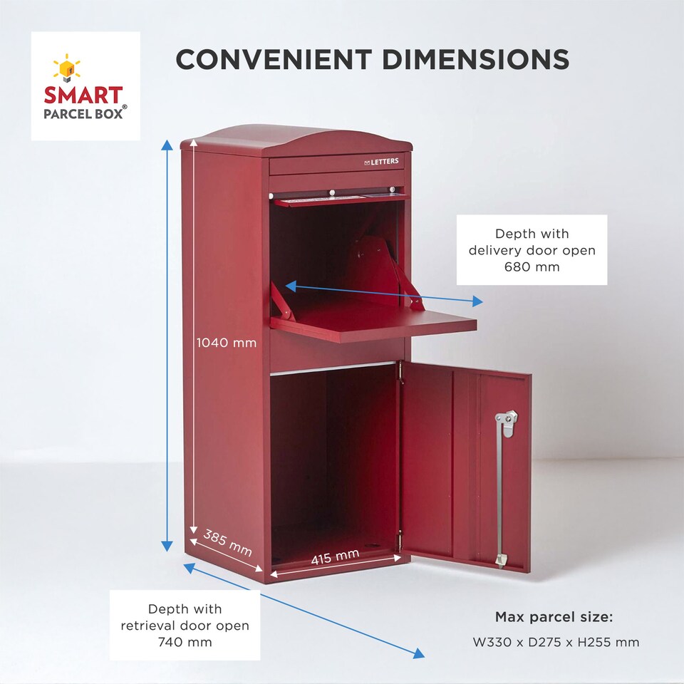image 1 of SMART PARCEL BOX® Large Curved Top Front Access Dark | Red | 1