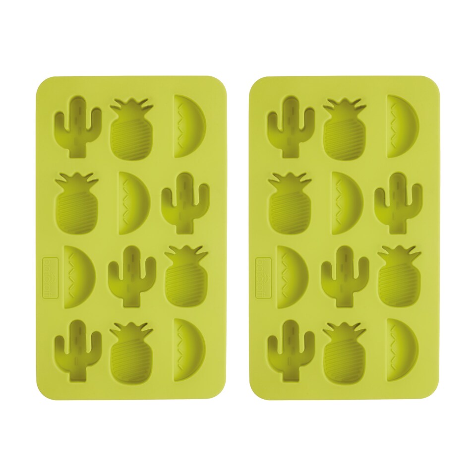 image 1 of BarCraft Set of 2 Tropical Shaped Ice Cube Trays, Flexible Silicone Easy-Release Ice Cube Moulds