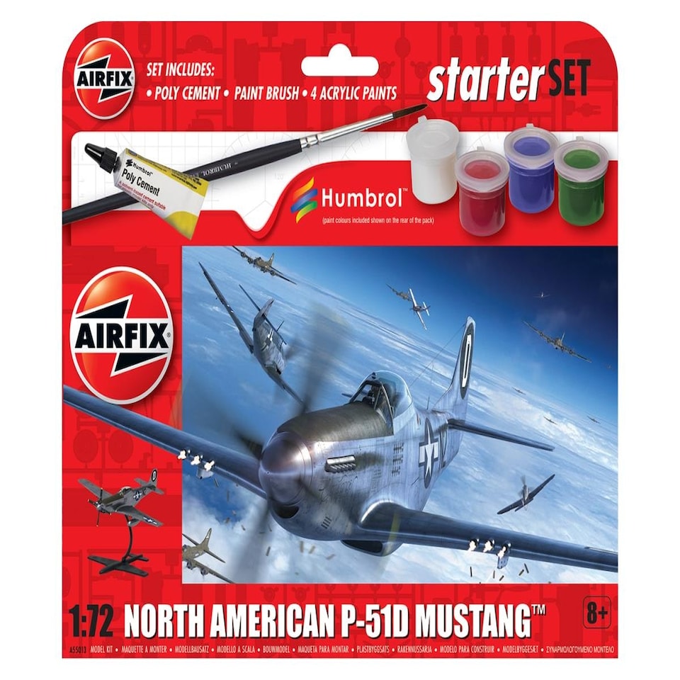 image 1 of Airfix US North American P-51D Mustang Starter Set (1:72 Scale)