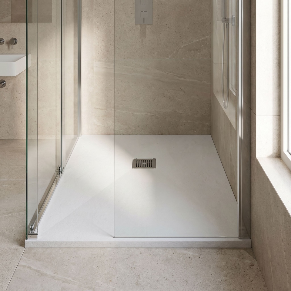 image 1 of Balterley Premium Slimline Rectangular Shower Tray | White | White Slate | 1