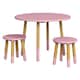 image 1 of Kids Wooden Round Table & Chair Set Toddlers Small Children Home Nursery Play | Multi | pink table with 2 chairs | 3