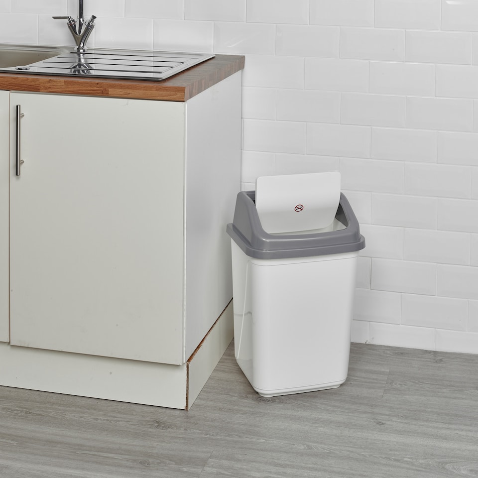 image 1 of 30L Plastic Recycling Bins with Swing Lids | White | 1