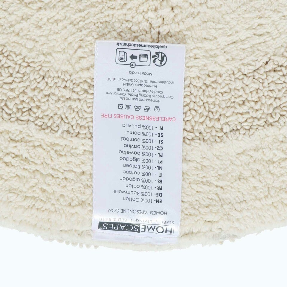 image 1 of Homescapes Luxury Reversible Round Bath Mat - Natural Cream Cream
