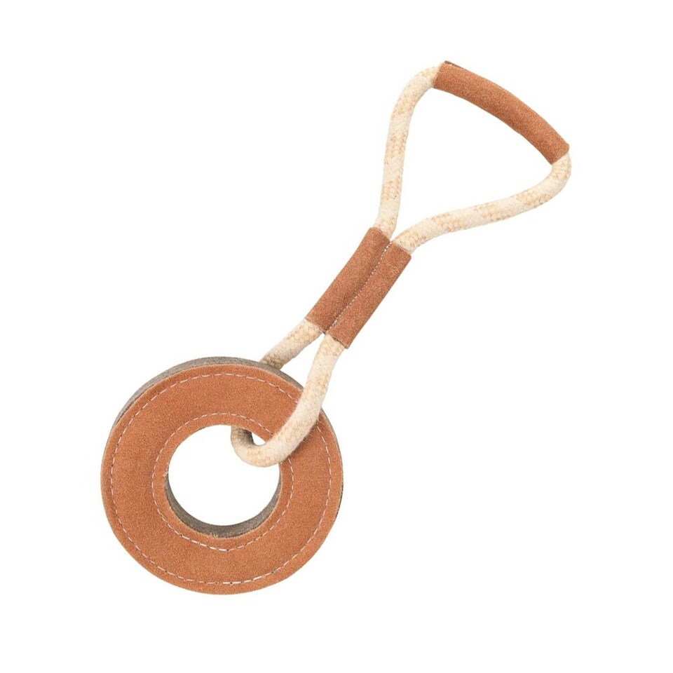 image 1 of Benji & Flo Tug ´N´ Play Ring Suede Rope Dog Toy - Brown/Beige - One Size