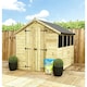 image 1 of 11 x 4 Pressure Treated Tongue And Groove Double Door Apex Shed - 3 Windows + Low Eaves (11' x 4') / (11ft x 4ft) (11x4)
