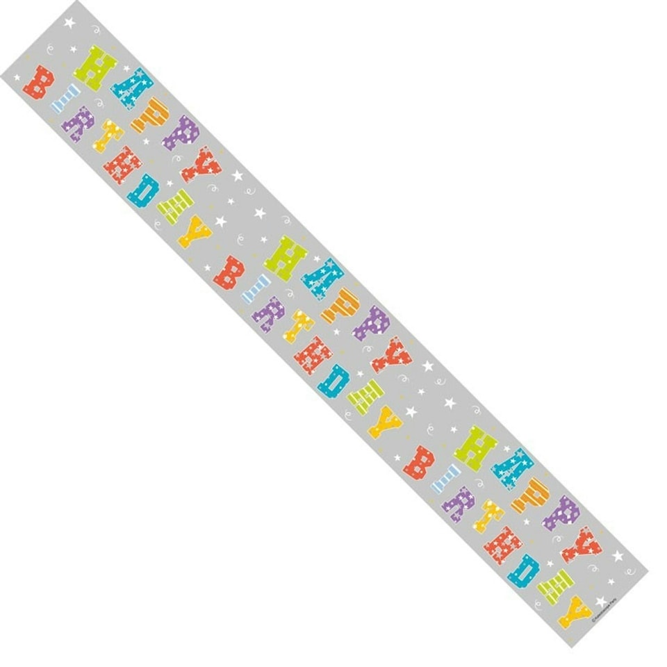 Apac Happy Birthday Banner - Grey/Multicoloured - One Size