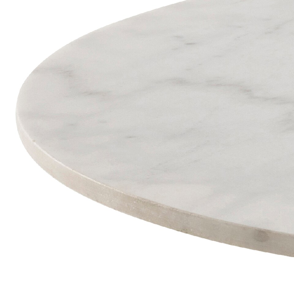 image 1 of Corby Round Dining Table with White Polished Marble Top & Black Base