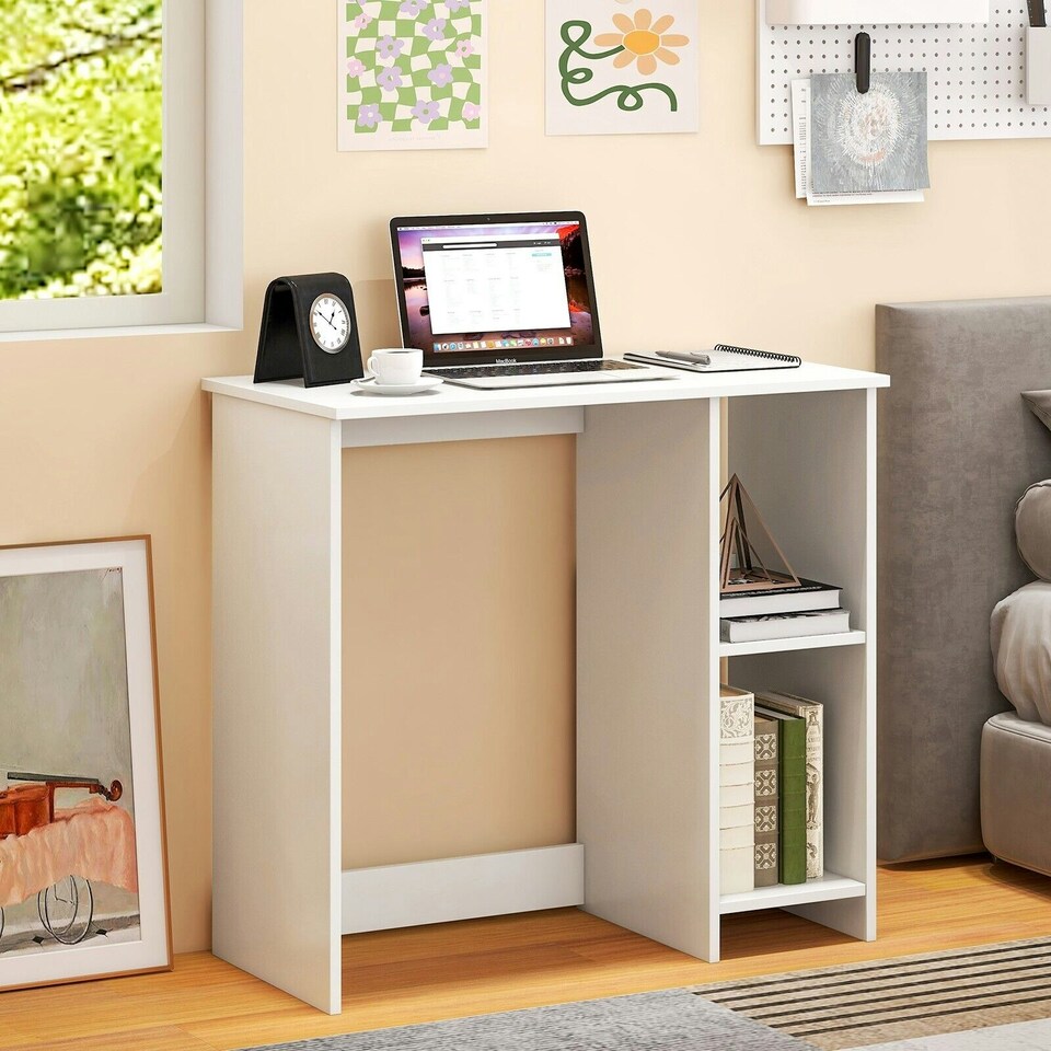 image 1 of COSTWAY Compact Computer Desk 80 x 40cm Small Writing Desk White