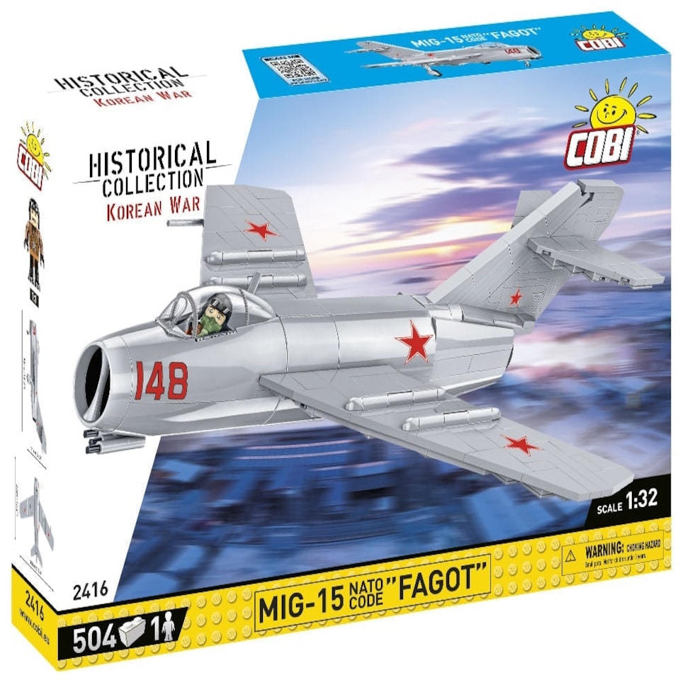 image 1 of MiG-15 Fagot brick plane model - Korean War - COBI 2416 - 504 bricks