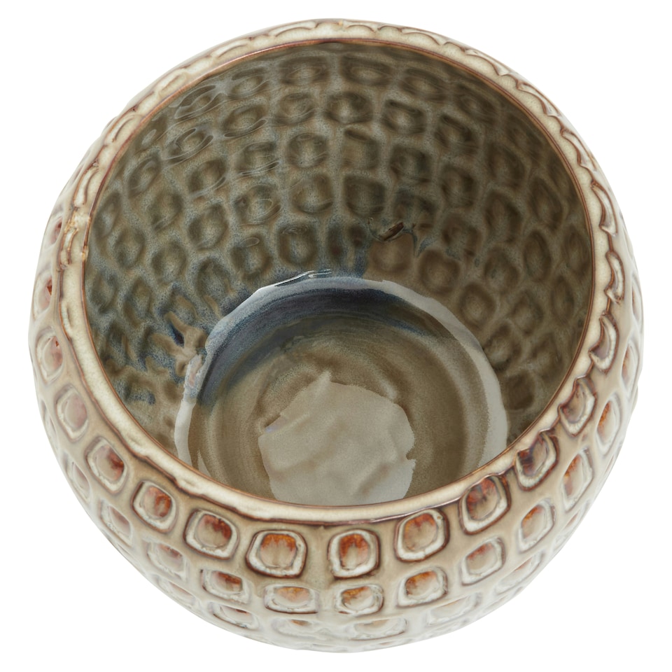 image 1 of Interiors by Premier Large Ceramic Planter, Modern Textured Green Stoneware Planter for Home Decor, Flower Pots For Indoor Plants Cream
