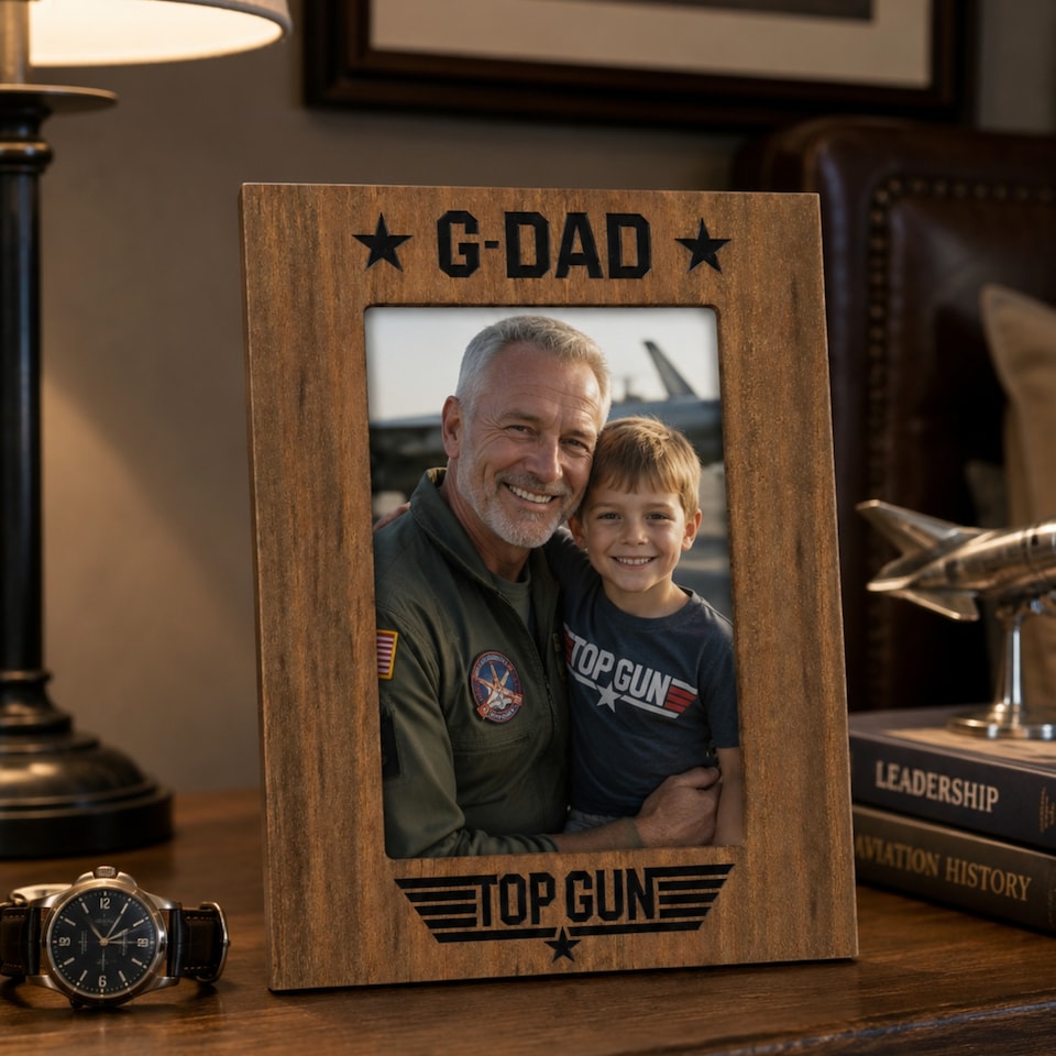 image 1 of Top Gun Top G-Dad Photo Frame Brown