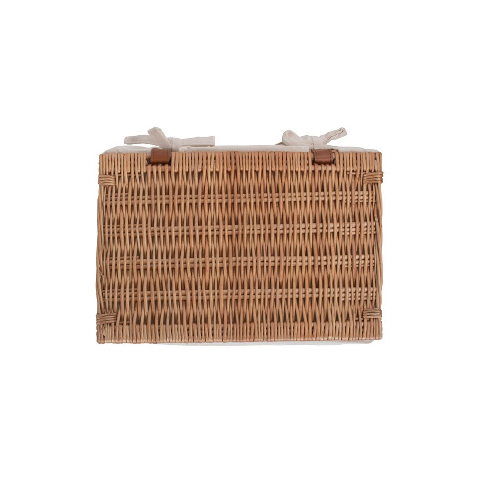 image 1 of Large Light Steamed Cotton Lined Wicker Storage Basket | Brown | Brown