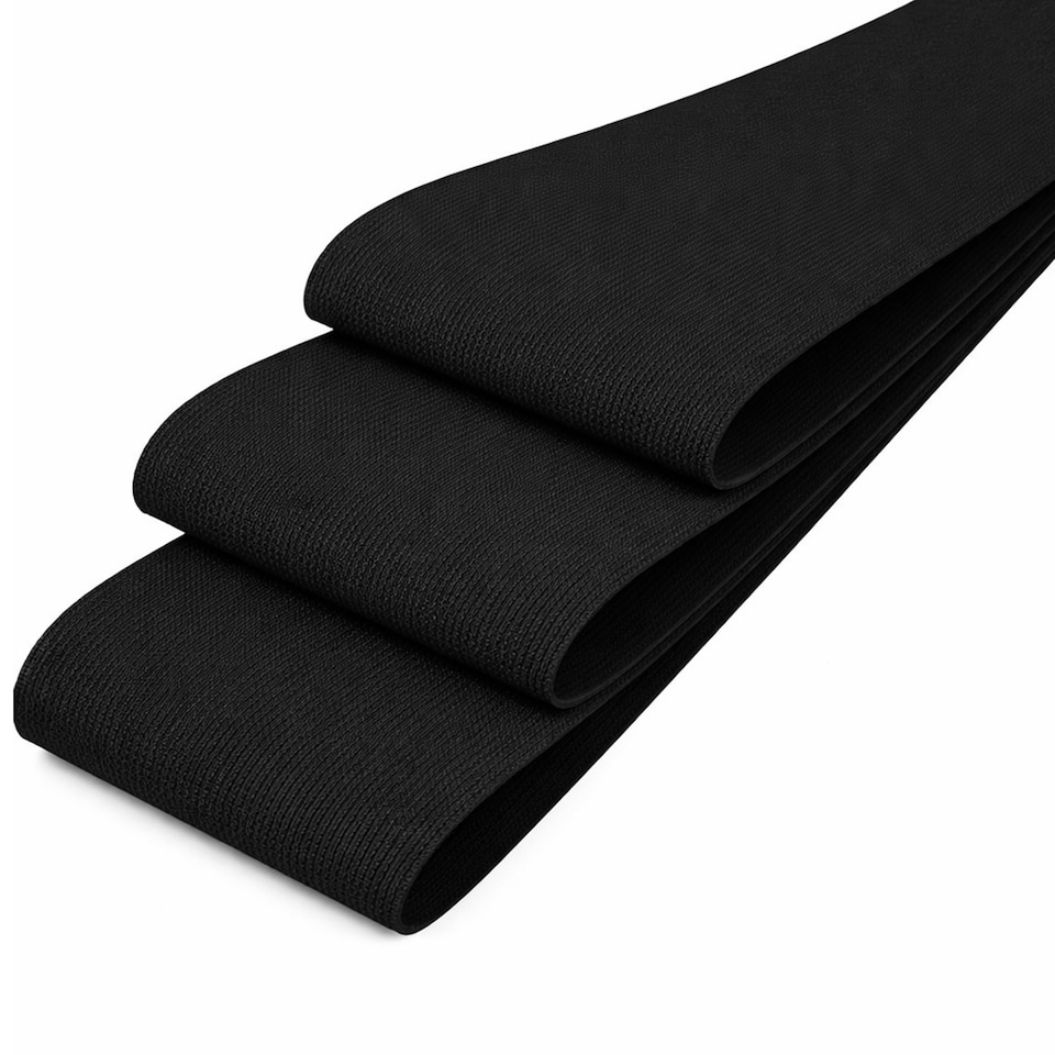 image 1 of 75mm Black Wide Flat Elastic Band, Polyester Elastic Cord - 2M