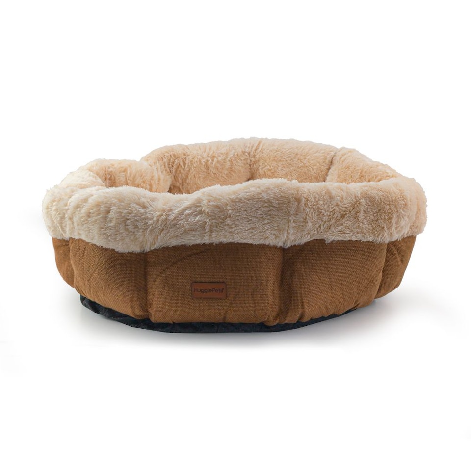 HugglePets Donut Plush Oval Dog Bed - Chocolate & Latte | Brown | S