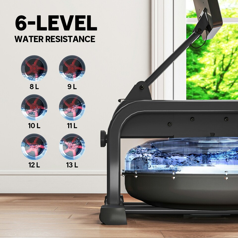 image 1 of SPORTNOW Water Rowing Machine with Adjustable Resistance, Vertical Storage