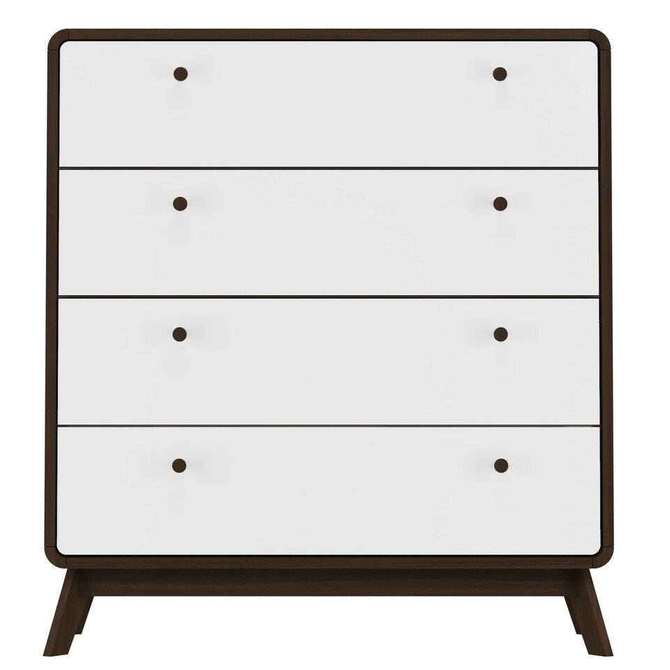 image 1 of LOFT24 Cassie 4 Drawer Dresser WalnutWhite Brown | Walnut/White