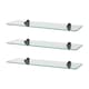 image 1 of Harbour Housewares 3x Rounded Floating Glass Shelves - 50cm - Black Brackets - Bathroom Shower Storage Vanity Display Unit Shelf | Black | Clear/Black | 50 x 13 x 0.5 CM | 3