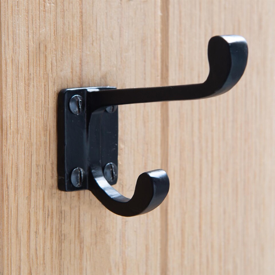 image 1 of Hammer & Tongs Rectangular Plate Rounded Hat & Coat Hook - W30mm x H85mm - Black