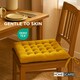 image 3 of Homescapes Seat Pad Luxury 100% Cotton Velvet Indoor Outdoor Garden Dining Cushion Yellow | 40 x 40 cm