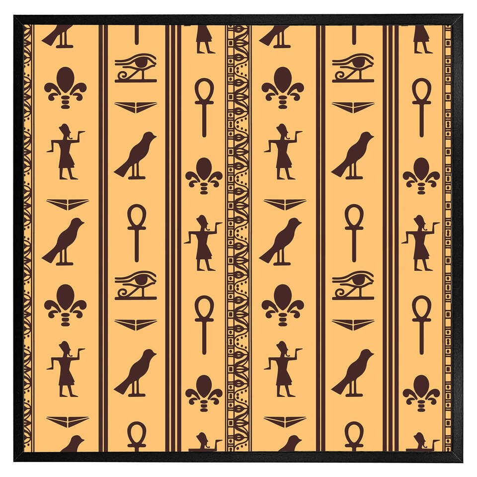image 1 of Eye of horus, pharaoh, flowers, pyramid, bird, ankh (Picture Frame) Black | S