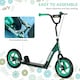 image 4 of AIYAPLAY Kids Scooter, Big Wheel Kick Scooter with Adjustable Height Handlebar, Non-slip Footplate, Rear Brake, Kickstand, for Kids 6-12 Years Old, Green | Green | Green